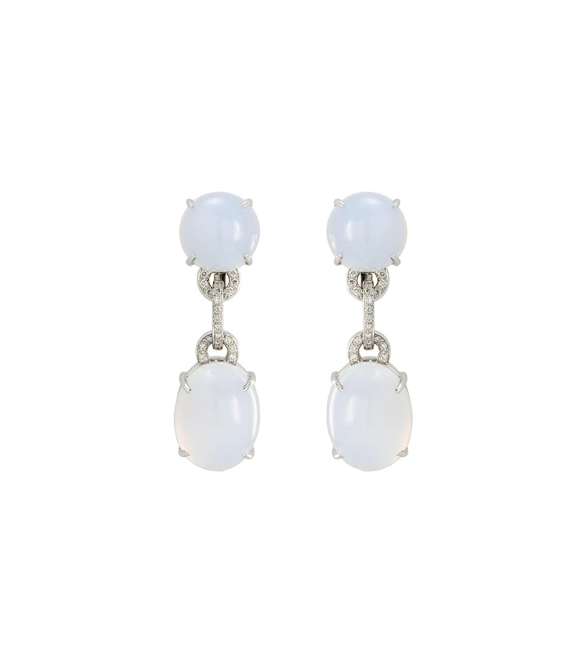 White Gold Earrings with Chalcedony 